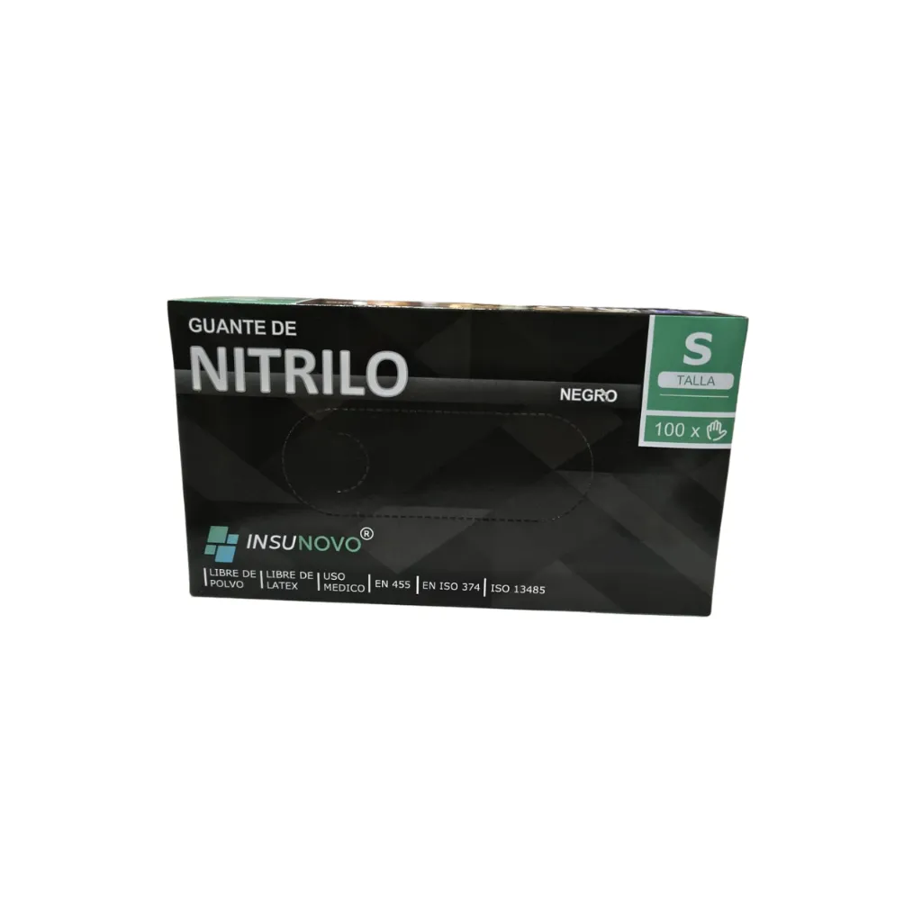 Guante Nitrilo Negro sin Polvo 100 unidades Insunovo caja.webp