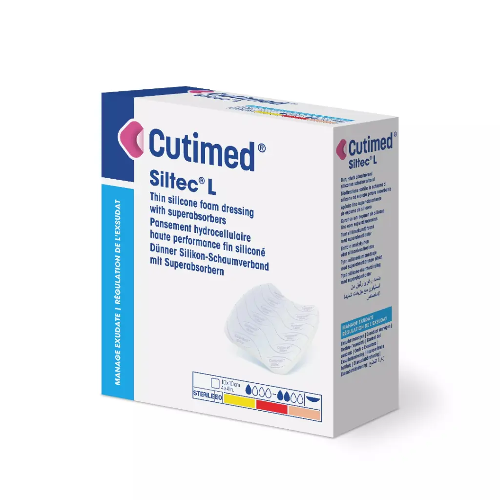 Apósito de Espuma Ultra Fino Silicona Cutimed Siltec L 10x10 cm caja.webp