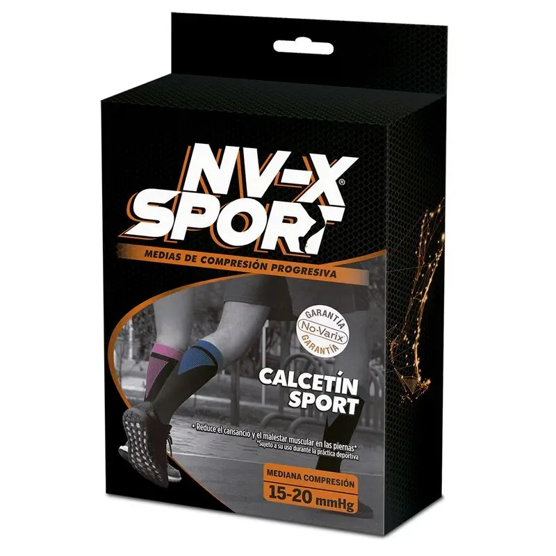 Calcetín Compresivo Sport No-Varix Negro-Rosado15-20 mmHg caja.webp