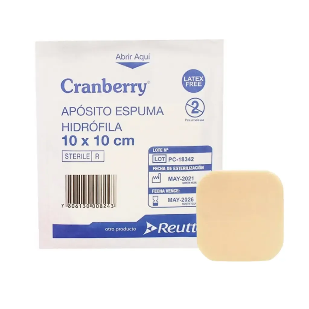 Apósito Espuma Hidrófila 10x10 cm Cranberry unidad.webp