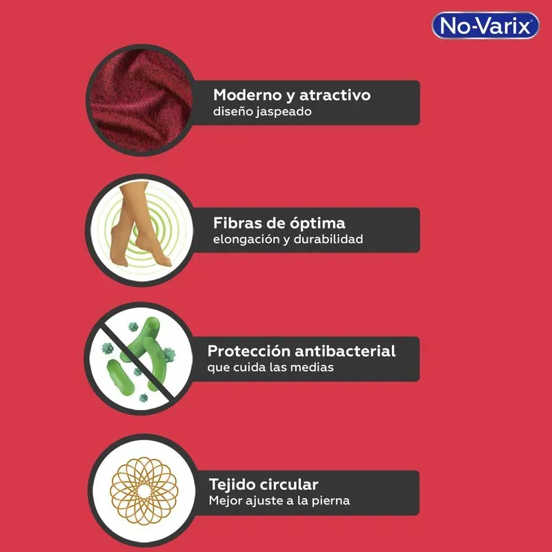 Calcetín Compresivo No-Varix Hombre Jaspeado 15-20 mmHg beneficios.webp