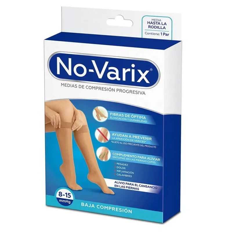 Media Compresiva No-Varix 8-15 mmHg Rodilla Punta Cerrada caja.webp