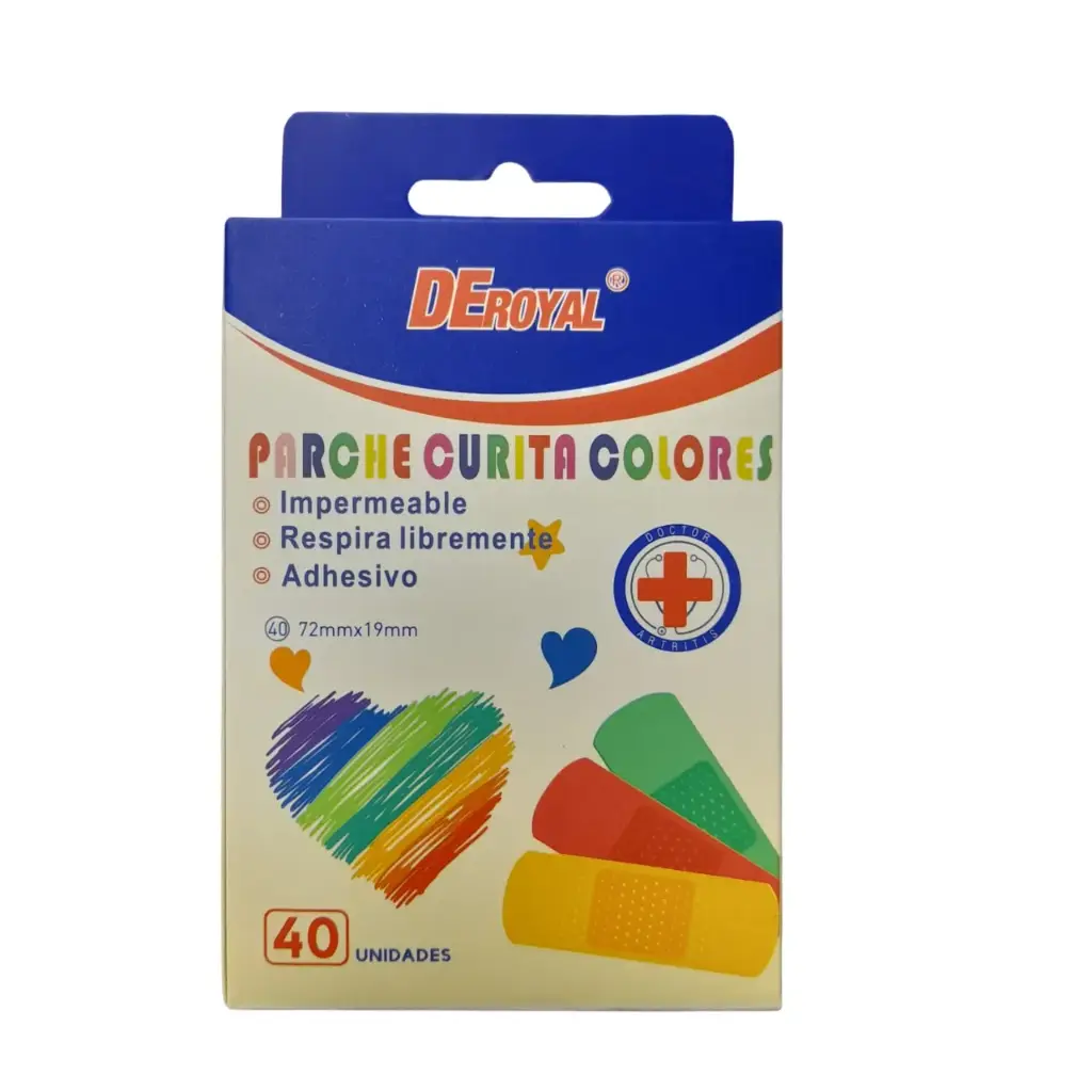 [20473] Parche Curita Colores 40 unidades DeRoyal