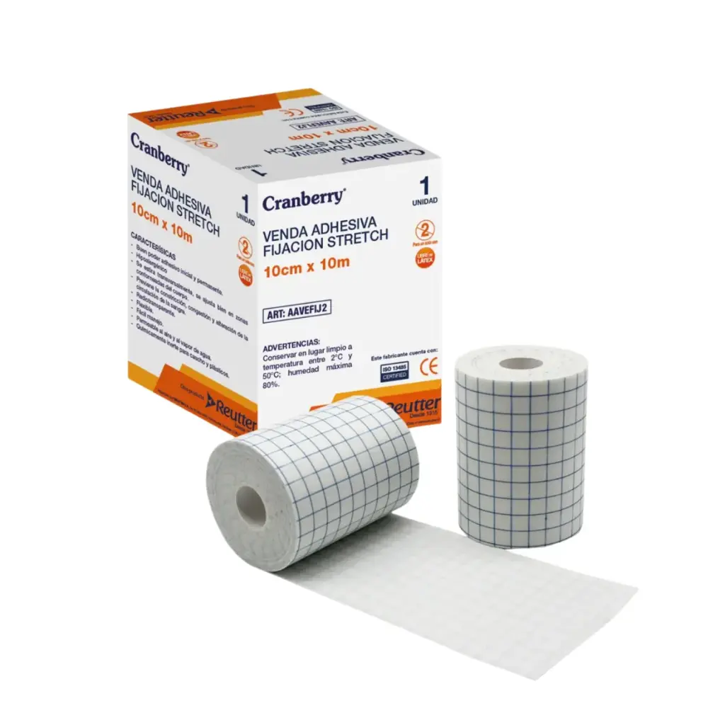 Gasa No Tejida Adhesiva Stretch 10 cm x 10 m Cranberry (Tipo Fixomull)