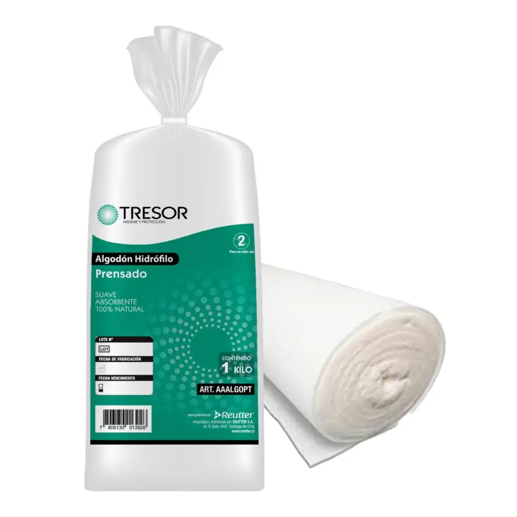 [AAALGOPT] Algodón Hidrófilo Prensado 1 kilo Tresor