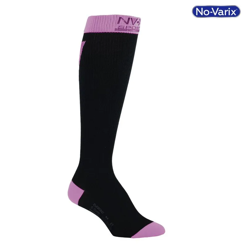 Calcetín Compresivo Sport No-Varix Negro/Rosado 15-20 mmHg