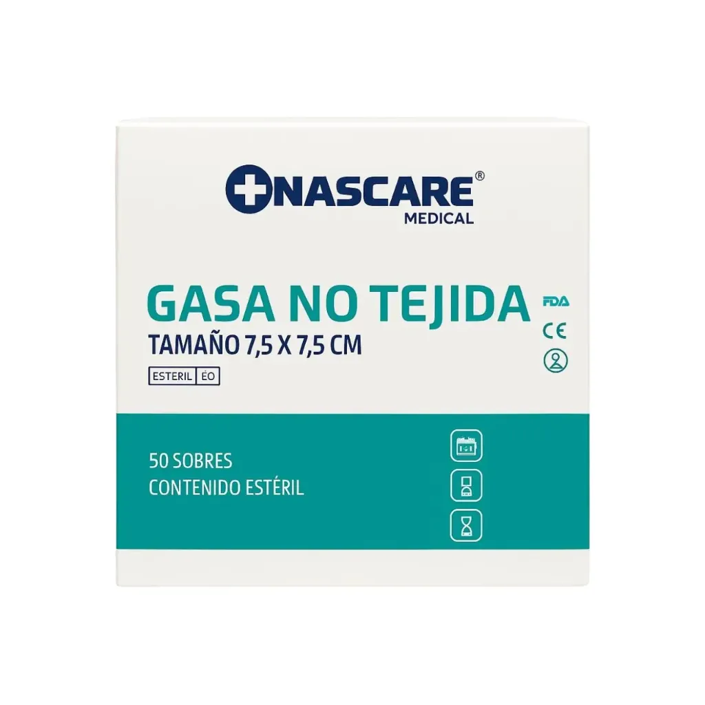Gasa No Tejida Estéril 7.5x7.5 cm 50 Sobres Nascare