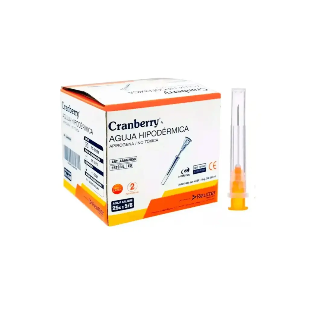 Aguja Hipodérmica 25G x 5/8 Cranberry 