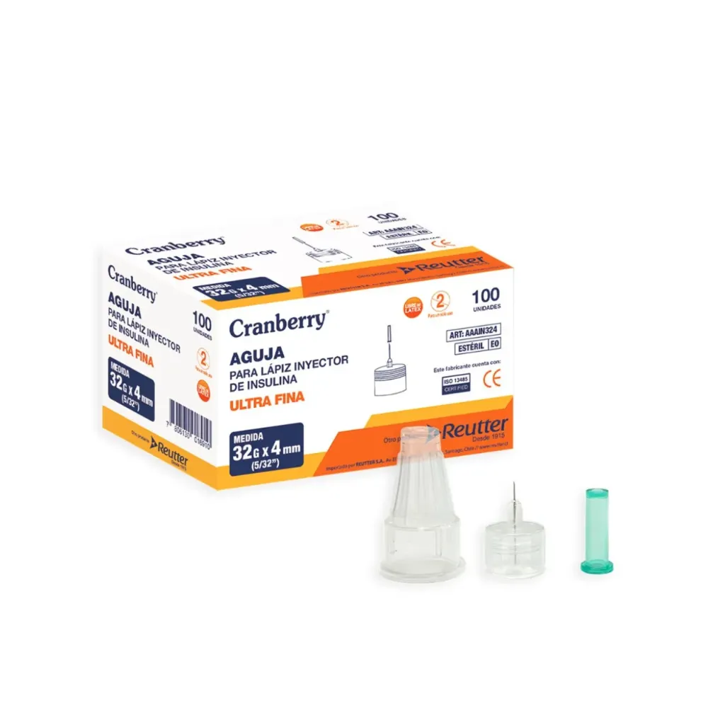 [AAAIN324] Aguja Lapiz Insulina 32G x 4mm Cranberry