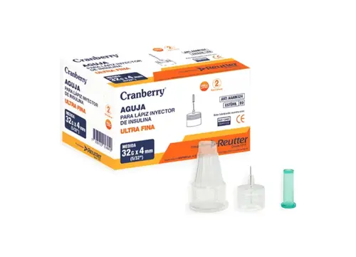 Aguja Lapiz Insulina 32G x 4mm Cranberry