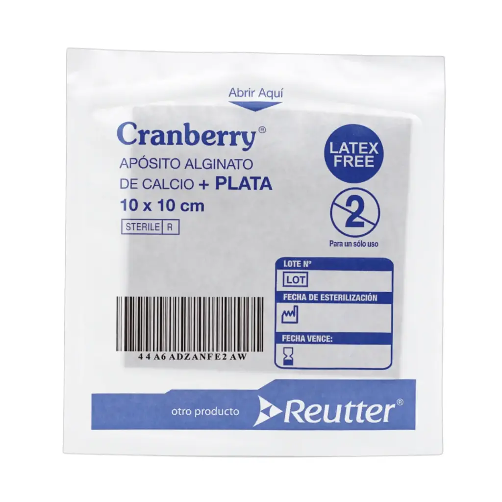 Apósito Alginato de Calcio + Plata 10x10 cm Cranberry