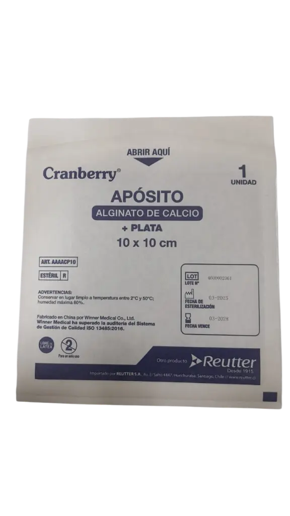 Apósito Alginato de Calcio + Plata 10x10 cm Cranberry