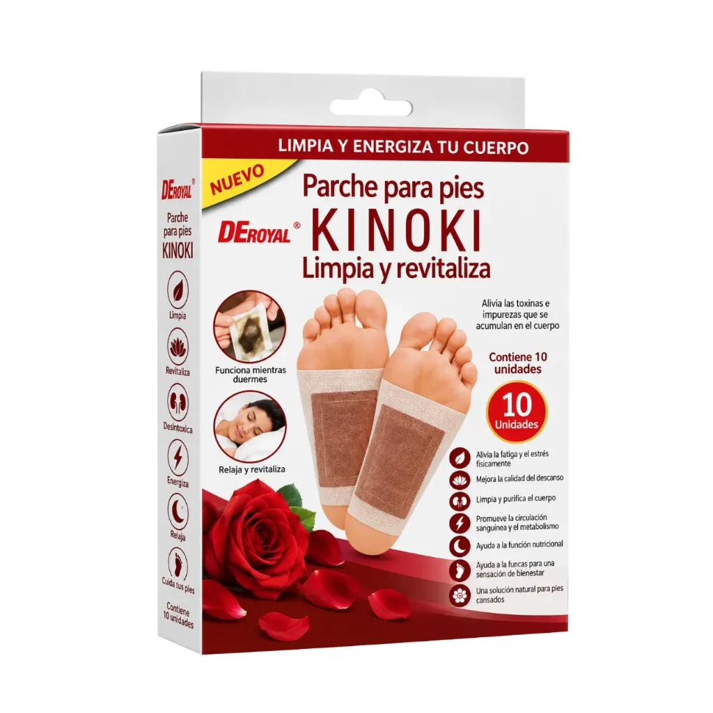 Parche Revitalizantes Pies Kinoki Rosas 10 unidades DeRoyal