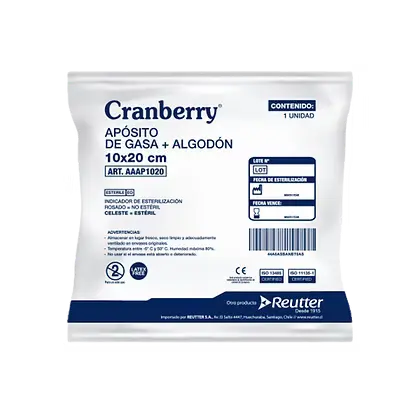 Apósito de Gasa + Algodón Estéril 10x20 cm Cranberry