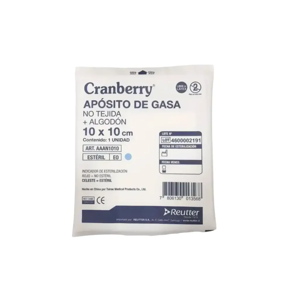 [AAAN1010] Apósito de Gasa No Tejida + Algodón Estéril 10x10 cm Cranberry