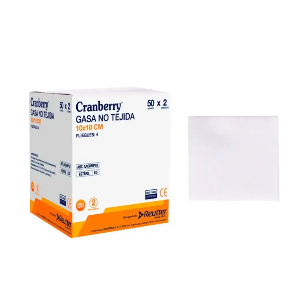 [AACOMP10] Gasa No Tejida Estéril 10x10 cm 50 Sobres Cranberry 