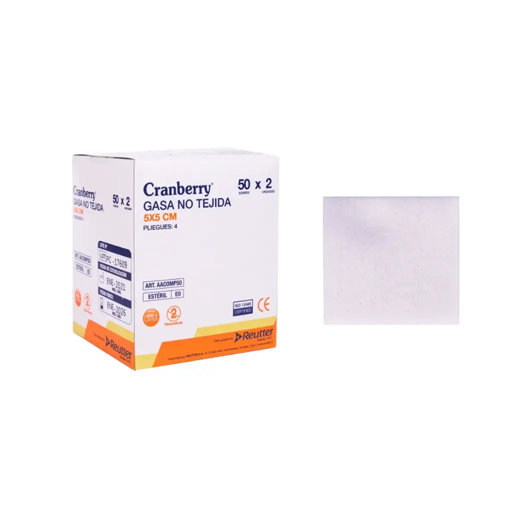 [AACOMP50] Gasa No Tejida Estéril 5x5 cm 50 Sobres Cranberry