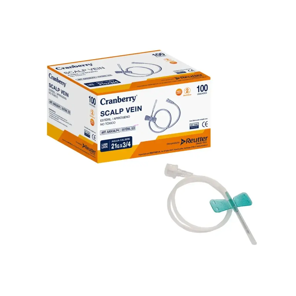 [AASCALP4] Mariposa Scalp Vein Luer Lock 21G x 3/4 Cranberry