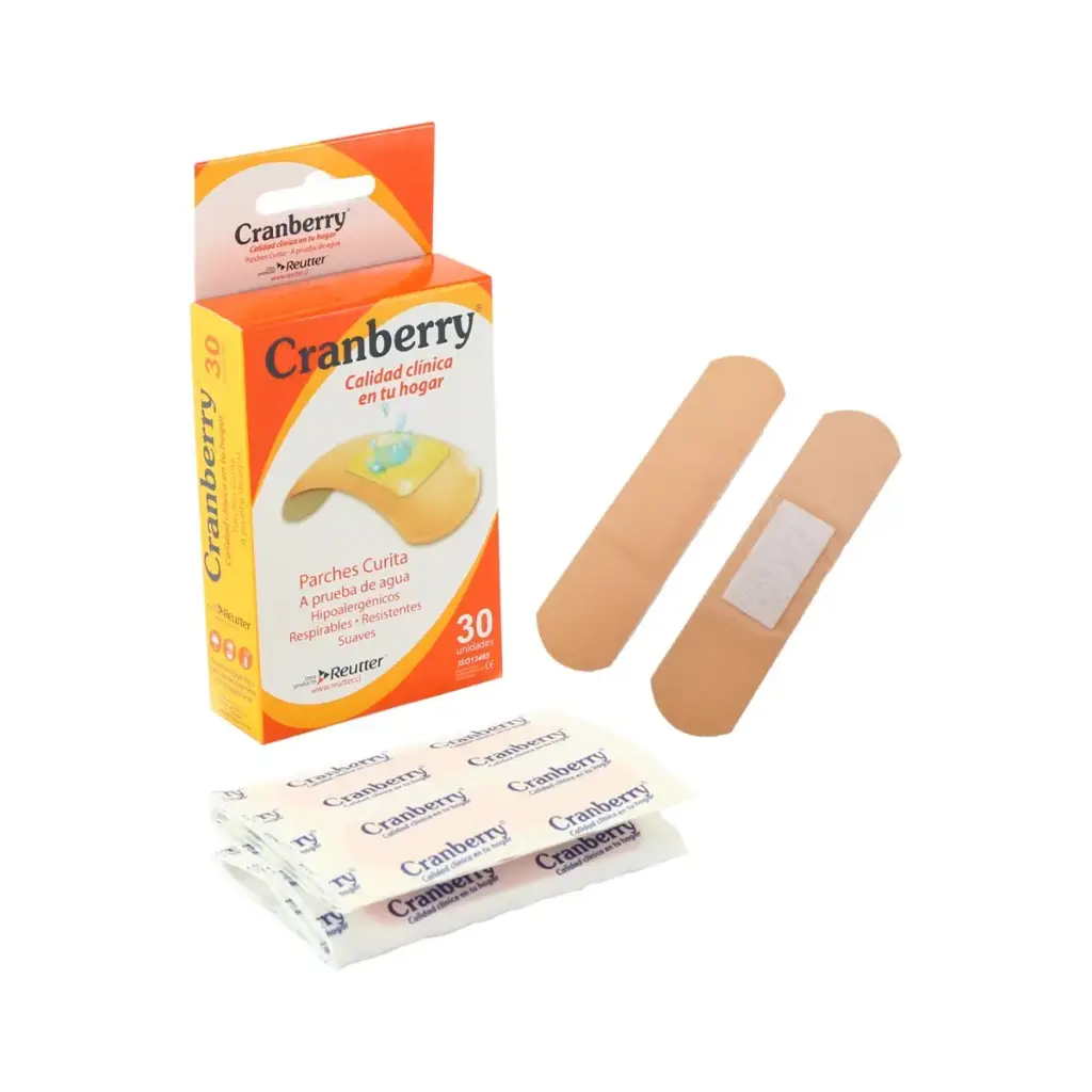 [AAPARCHE] Parche Curita Estándar Resistente al Agua 30 unidades Cranberry