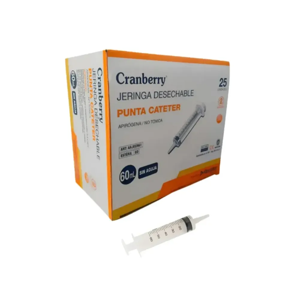 [AAJECR61] Jeringa Punta Cateter 60 cc sin Aguja Cranberry