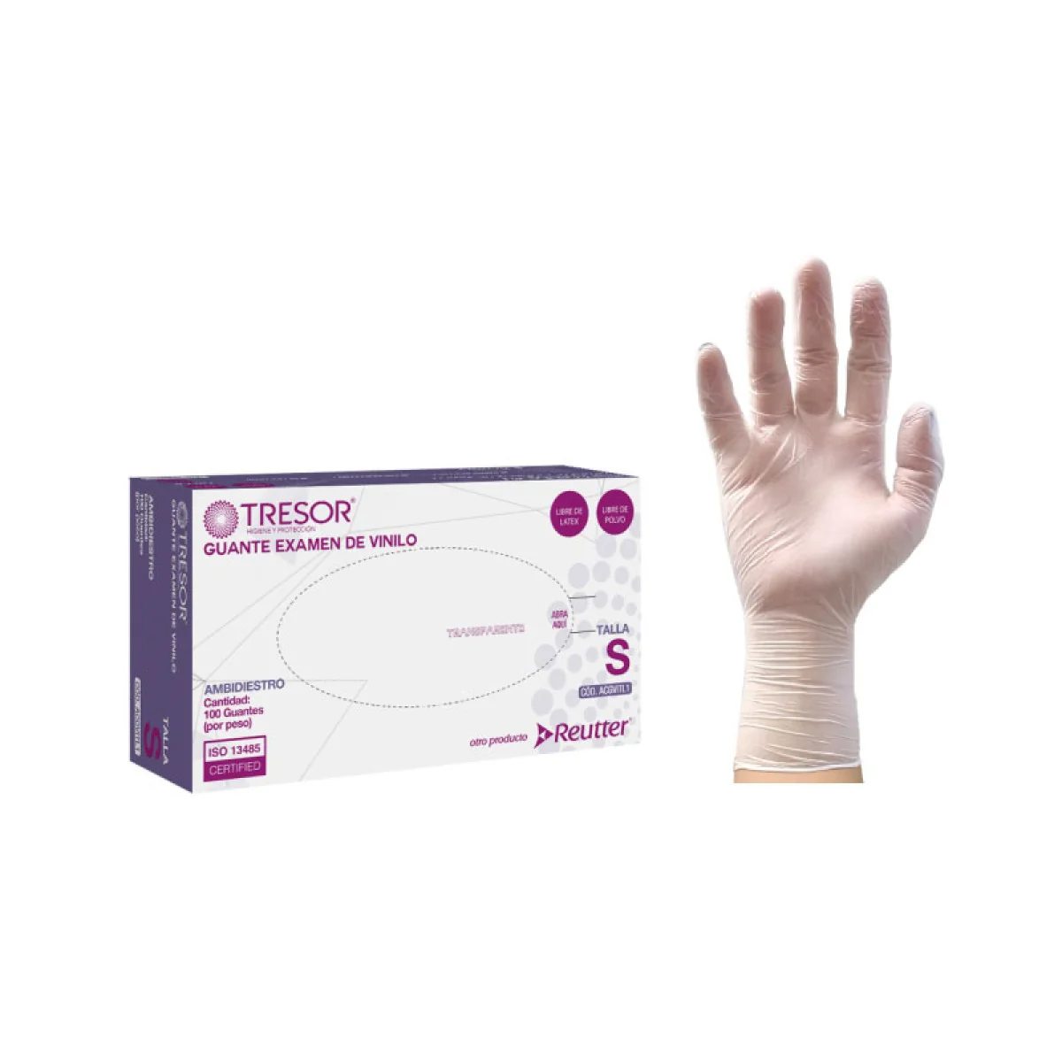 Guantes de Vinilo sin Polvo 100 Unidades Tresor