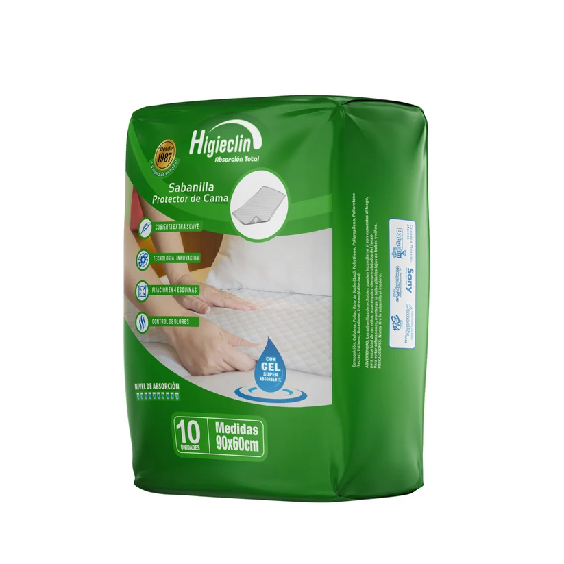 Sabanilla con Gel 90x60 cm Higieclin 10 unidades 
