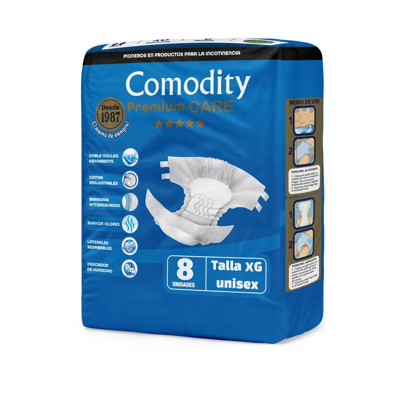Pañal Comodity Premium Care XG 8 unidades