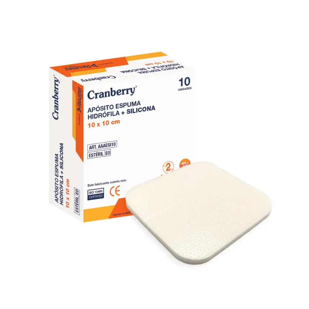 [AAAESI10] Apósito Espuma Hidrófila + Silicona 10x10 cm 10 unidades Cranberry  