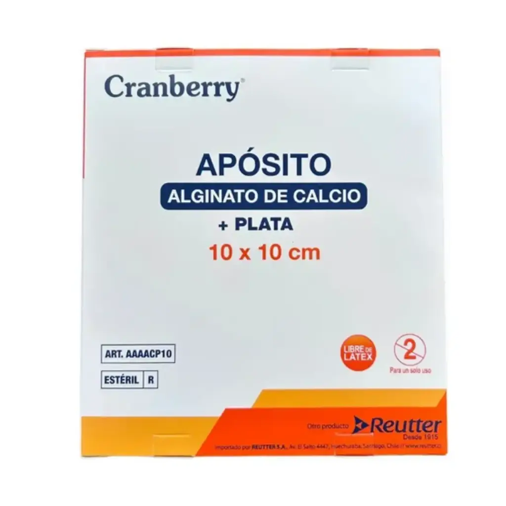 [AAAACP10] Apósito Alginato de Calcio + Plata 10x10 cm 10 unidades Cranberry 