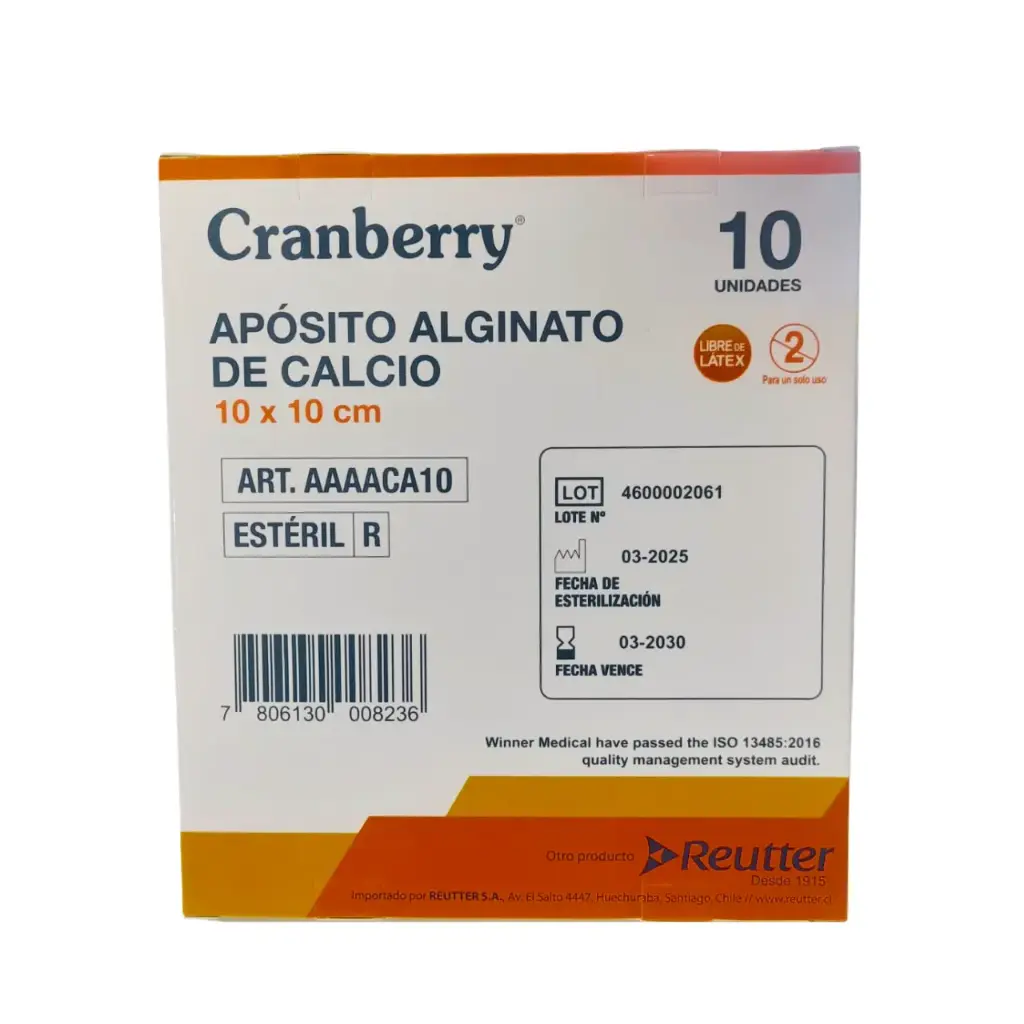 Apósito Alginato de Calcio 10x10 cm 10 unidades Cranberry  