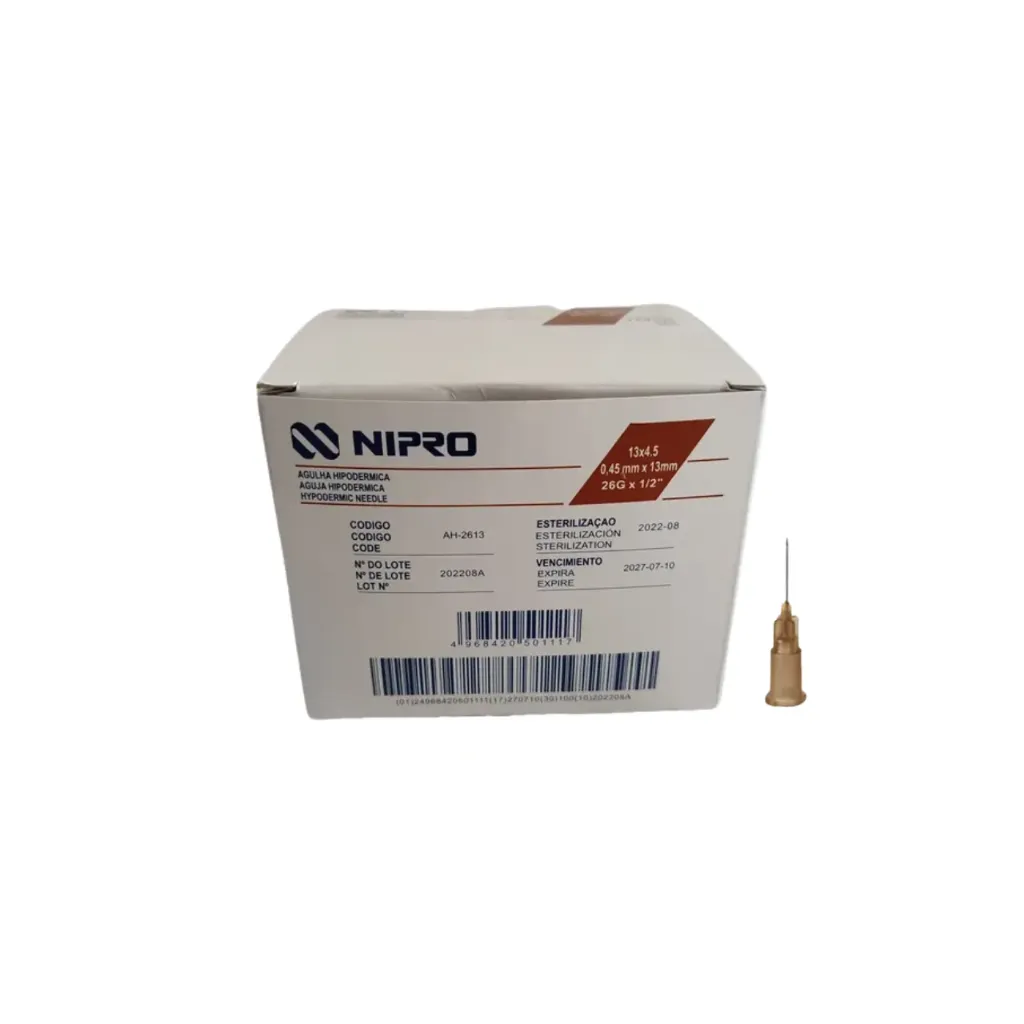 [AH-2613] Aguja Hipodérmica 26Gx 1/2 Caja 100 unidades Nipro