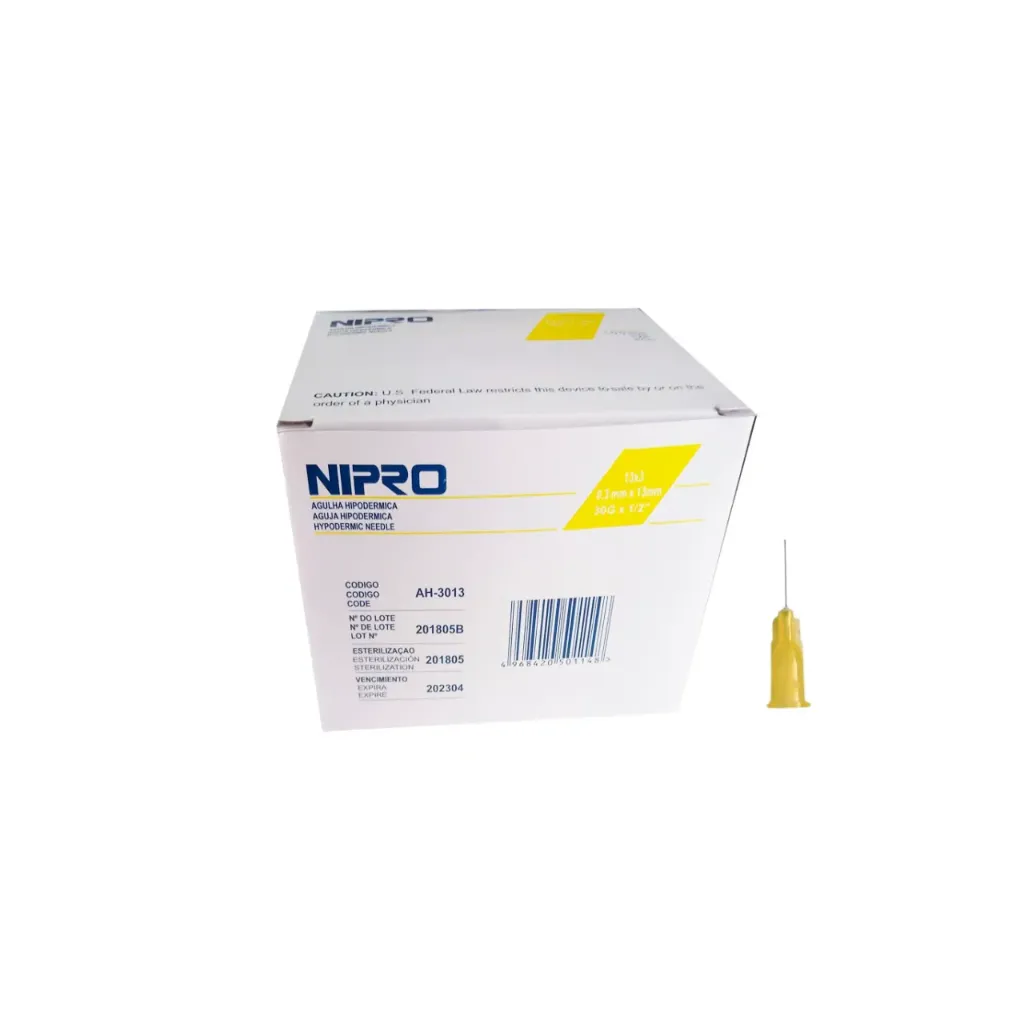 [AH-3013] Aguja Hipodérmica 30G x 1/2 Caja 100 unidades Nipro