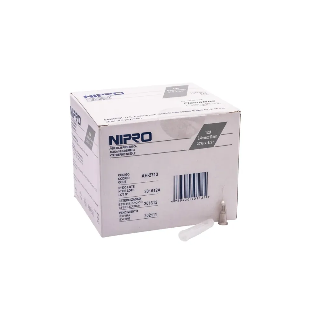 [AH-2713] Aguja Hipodérmica 27G x 1/2 Caja 100 unidades Nipro