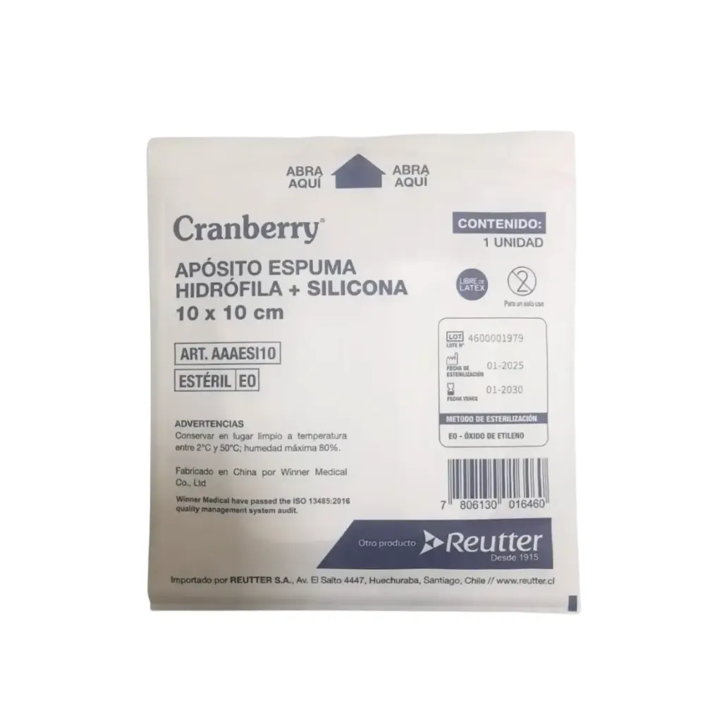 [AAAESI10] Apósito Espuma Hidrófila + Silicona 10x10 cm Cranberry   