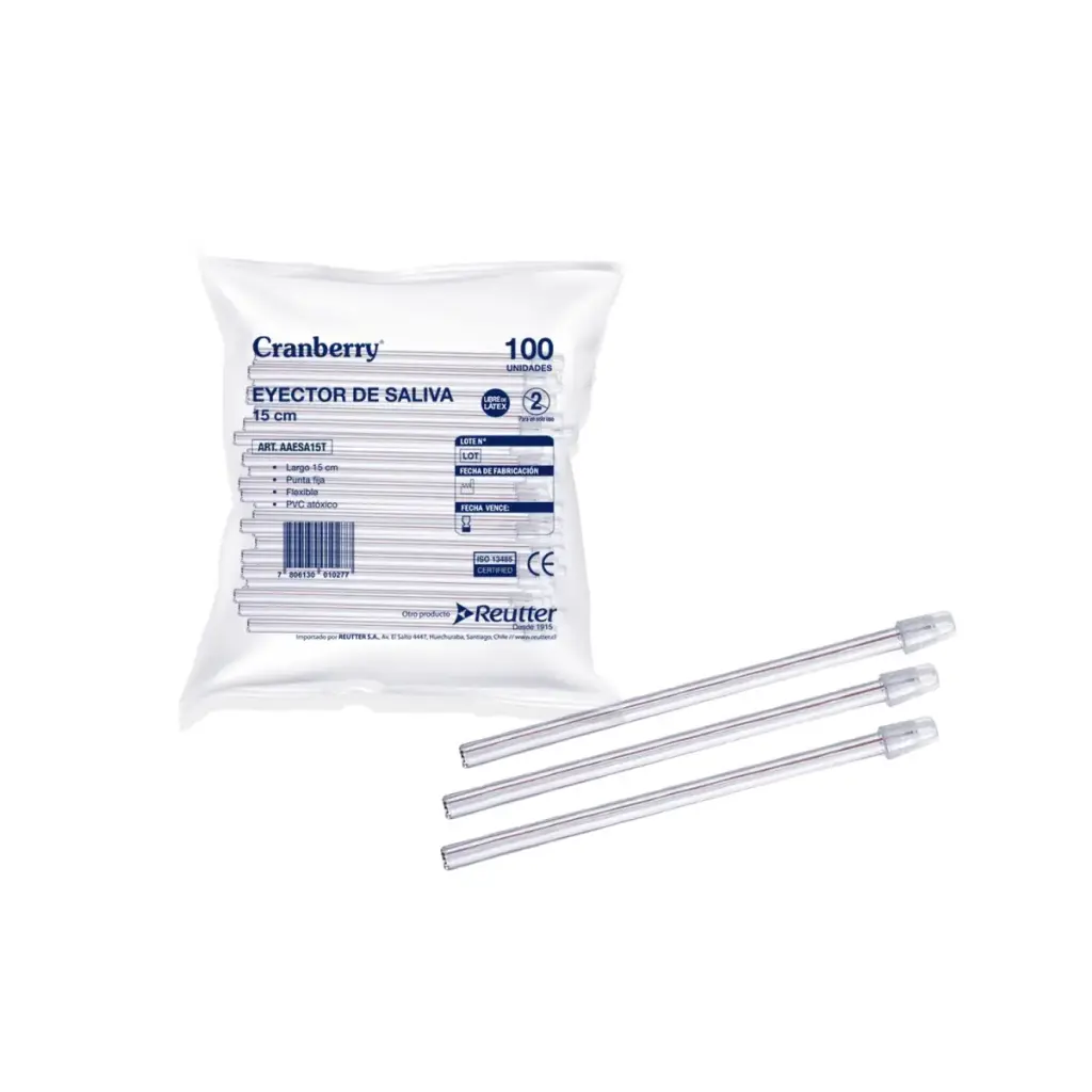 Eyector de Saliva Transparente 15 cm 100 unidades Cranberry 