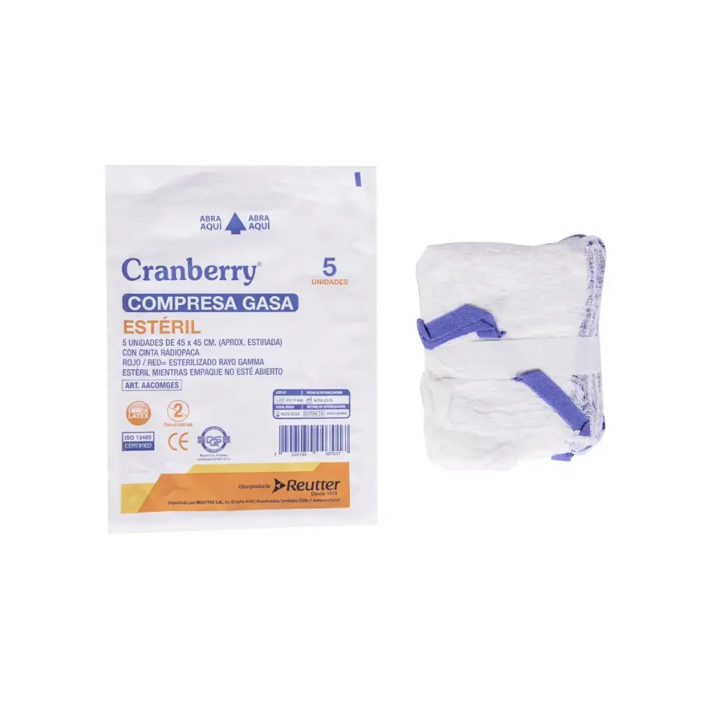 [AACOMGES] Compresa Gasa Estéril 5 unidades Cranberry