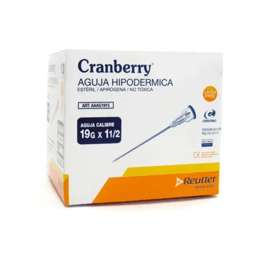 [AAAG1915] Aguja Hipodérmica 19G x 1 1/2 Cranberry