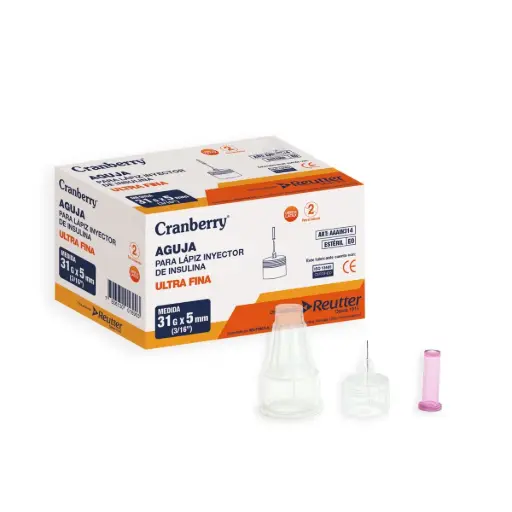 [AAAIN314] Aguja Lapiz Insulina 31G x 5mm Cranberry 