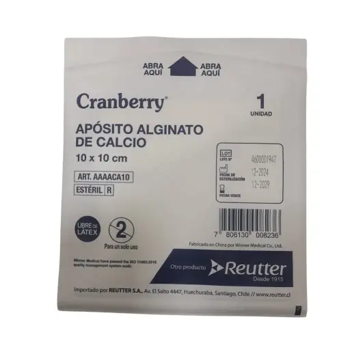 [AAAACA10] Apósito Alginato de Calcio 10x10 cm Cranberry 