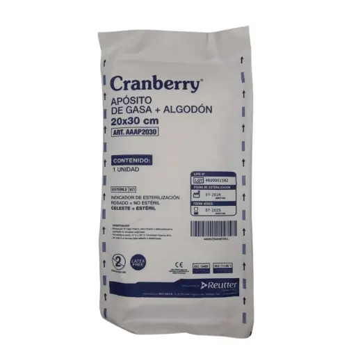 [AAAP2030] Apósito de Gasa + Algodón Estéril 20x30 cm Cranberry