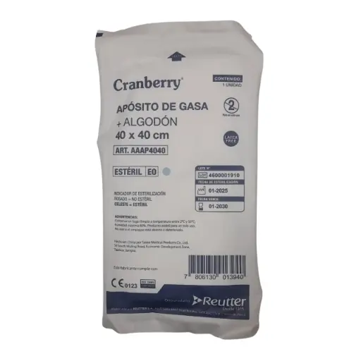 [AAAP4040] Apósito de Gasa + Algodón Estéril 40x40 cm Cranberry