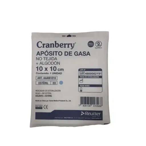 [AAAN1010] Apósito de Gasa No Tejida + Algodón Estéril 10x10 cm Cranberry