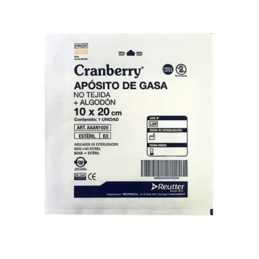 [AAAN1020] Apósito de Gasa No Tejida + Algodón Estéril 10x20 cm Cranberry