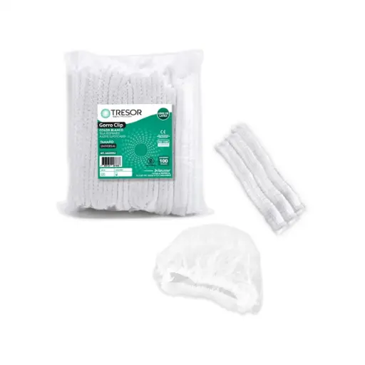 [AAGORROJ] Gorro Clip Blanco Doble Elástico 100 unidades Tresor