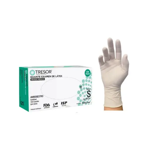 Guante Látex Blanco con Polvo 100 unidades Tresor