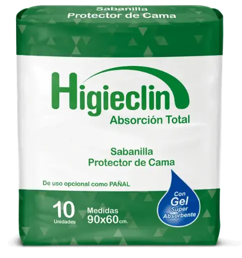 Sabanilla con Gel 90x60 cm Higieclin 10 unidades 