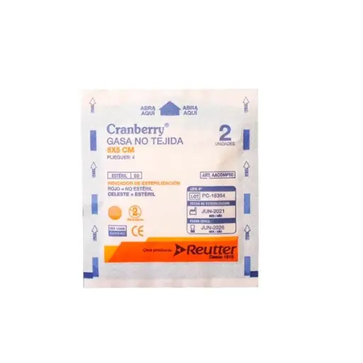 Gasa Estéril No Tejida 5x5 cm 1 Sobre Cranberry