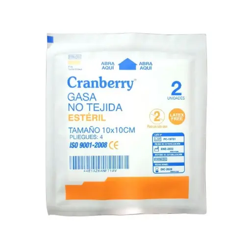 Gasa Estéril No Tejida 10x10 cm 1 Sobre Cranberry 