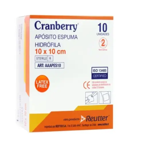 [AAAPES10] Apósito Espuma Hidrófila 10x10 cm 10 unidades Cranberry  