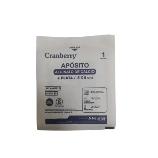 [AAAACPL5] Apósito Alginato de Calcio + Plata 5x5 cm Cranberry